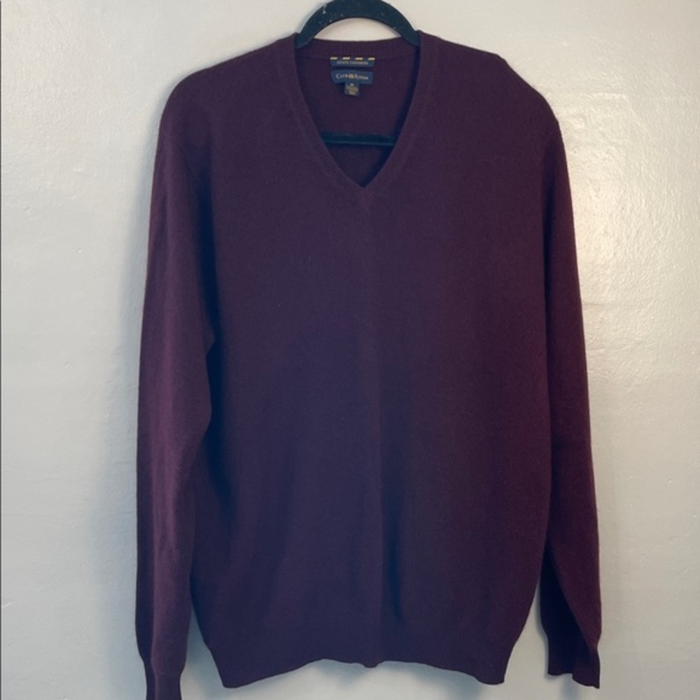Club Room Men's Deep Purple V-Neck Sweater 2 ply 100% cashmere size Medium